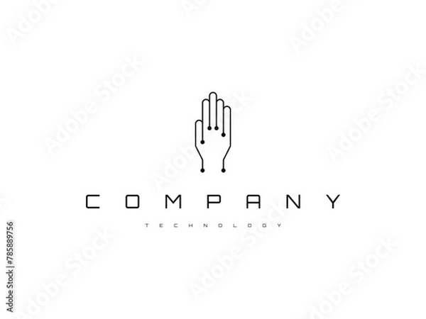 Fototapeta hand tech circuit line logo design