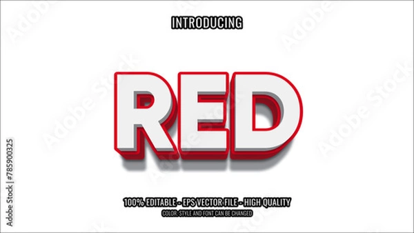 Obraz Editable red white text effect with 3d style
