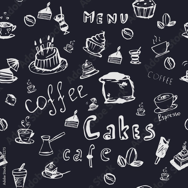 Fototapeta Vector seamless coffee background