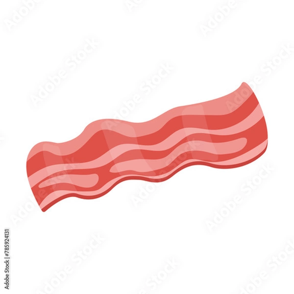 Fototapeta Meat food ingredient bacon cartoon vector isolated illustration
