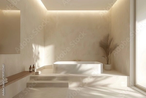 Fototapeta Bathroom Wall Mockup created with Generative AI