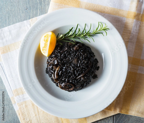 Obraz Black risotto with seafood