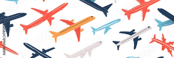 Fototapeta vector pattern of airplane icon shipping