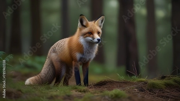 Fototapeta Red fox in the forest Generative Ai