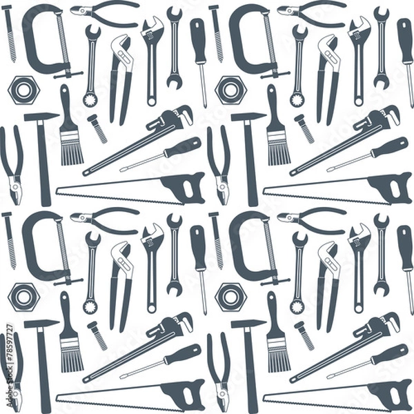 Fototapeta Hand tools vector seamless pattern background 2