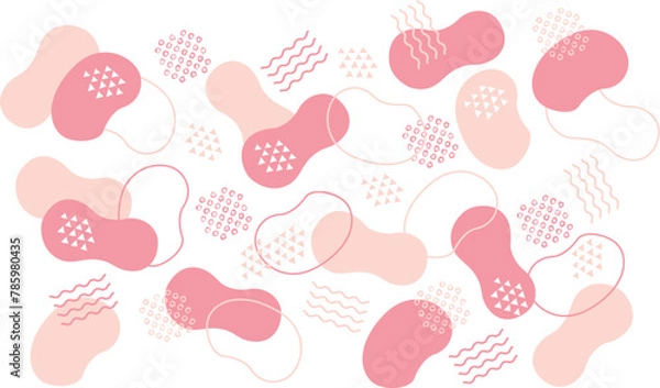 Fototapeta ふにゃふにゃ曲線、流体シェイプのメンフィス背景壁紙