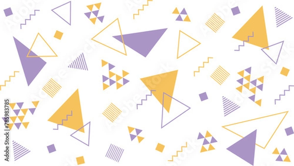 Obraz かわいいポップな三角形のメンフィスデザインの背景壁紙