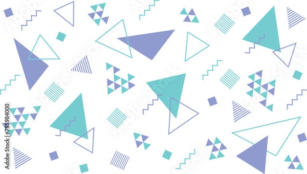 Obraz かわいいポップな三角形のメンフィスデザインの背景壁紙