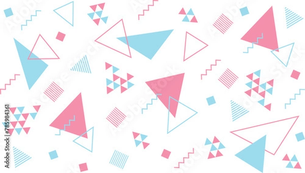 Obraz かわいいポップな三角形のメンフィスデザインの背景壁紙