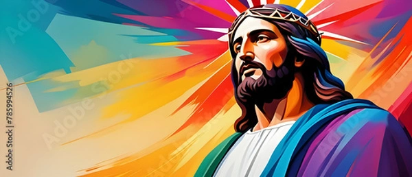 Fototapeta Sketch of Jesus Christ. Abstract colorful Illustration. Digital painting style