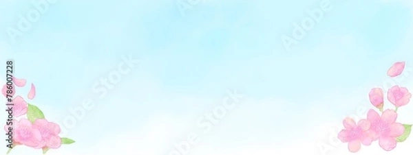 Obraz 手書き風の桜と空のフレーム