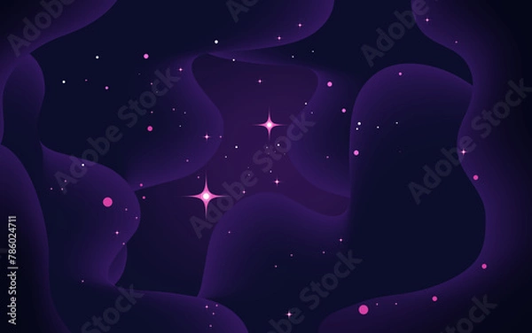 Obraz Vector space background . Cute flat style template with Stars in Outer space