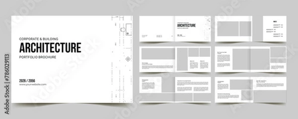 Obraz architecture interior landscape portfolio layout template or catalog portfolio brochure design 