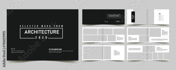 Fototapeta architecture interior landscape portfolio layout template or catalog portfolio brochure design 