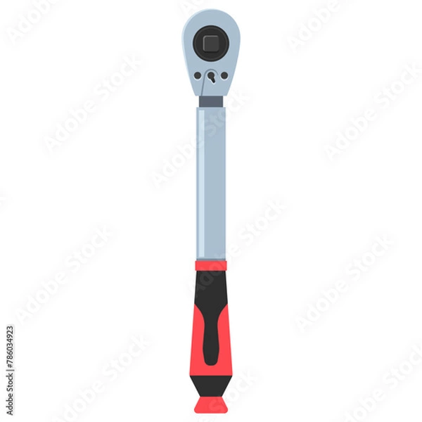 Fototapeta Torque wrench with reversible ratchet vector cartoon illustration isolated on a white background.