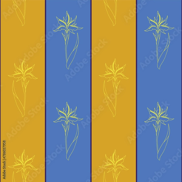 Obraz Vector yellow and blue seamless pattern background: Starry Iris.