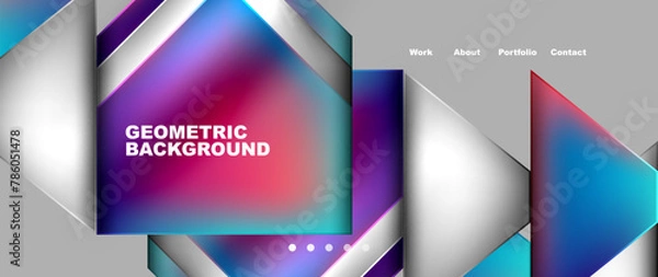 Obraz a geometric background with squares and triangles on a gray background . High quality