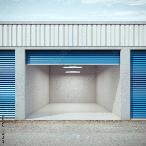 Fototapeta Empty storage unit with opened door
