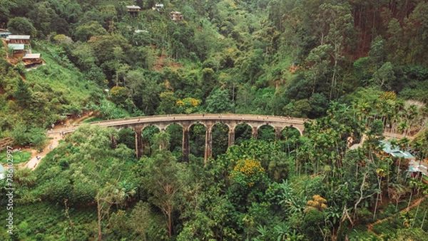 Fototapeta DRONE VIEW OF THE Nine Arch Bridge, also called Bridge in the Sky, IN SRI LANKA
