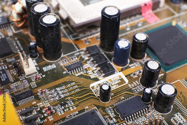 Obraz Computer motherboard, macro view