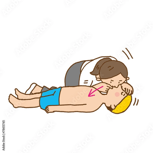 Fototapeta 女性　こども　人工呼吸　イラスト