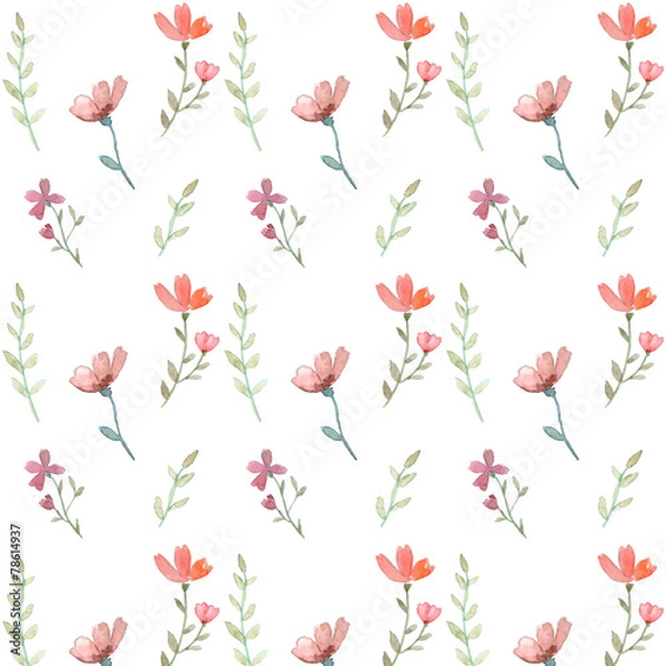 Obraz Seamless flowers and leaves pattern