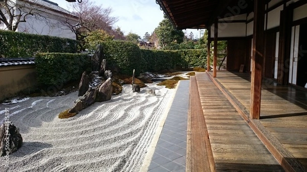 Obraz 京都の枯山水庭園
