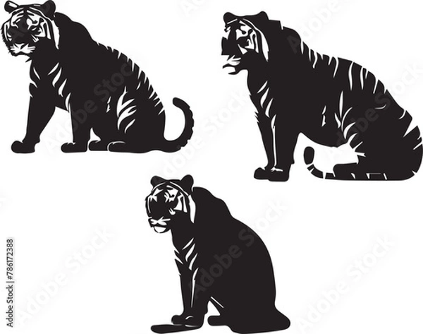 Obraz set of tigers silhouette