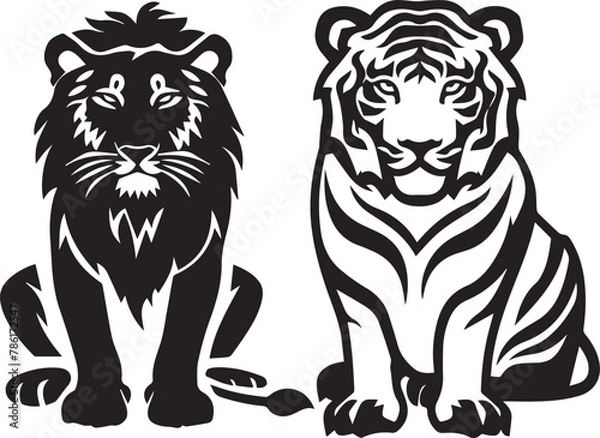 Obraz tiger and lion vector