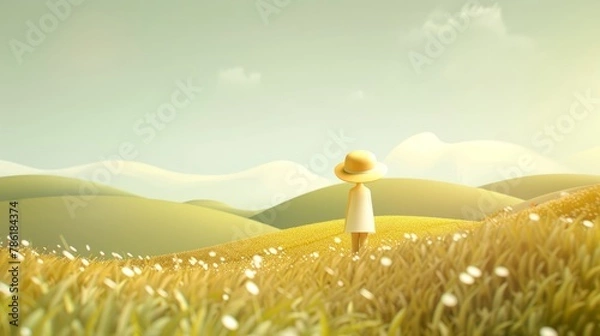 Fototapeta 3D landscape C4D cartoon cute style background material