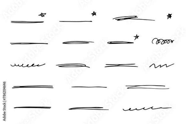 Obraz Hand drawn pen scribbles doodles scrawls underlines circles lines, transparent background png