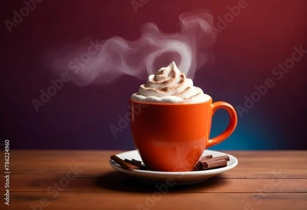Obraz A Steaming Mug Of Hot Cocoa On A Cozy Cafe Table