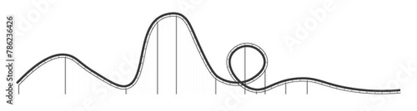 Fototapeta Roller Coaster Ride Line Vector