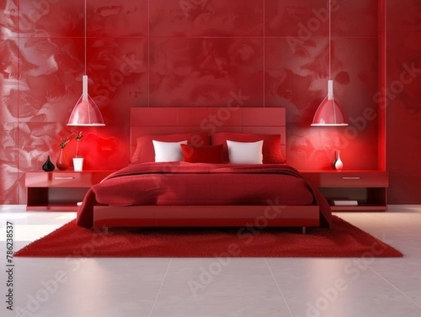 Fototapeta red modern bedroom