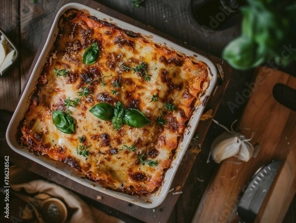 Fototapeta lasagne in a dish