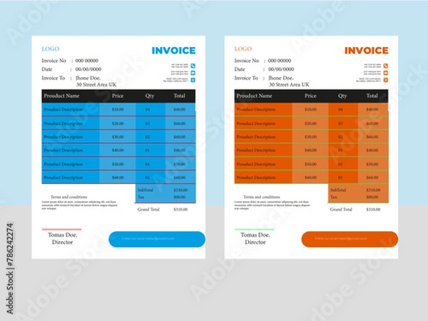 Obraz Free vector minimal invoice template Design