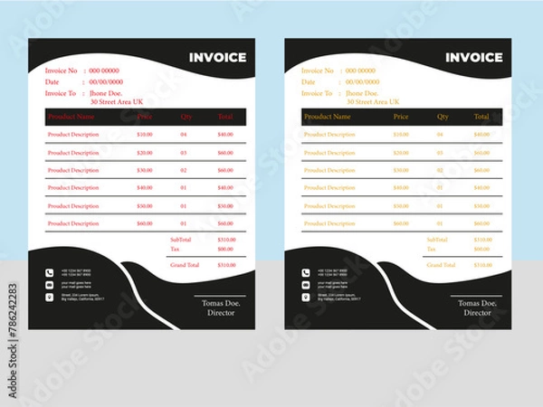 Fototapeta Free vector minimal invoice template Design