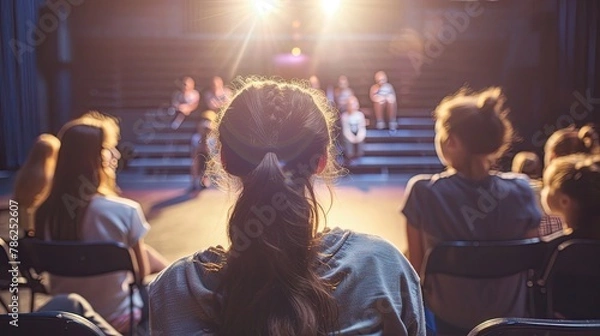 Obraz High school drama class rehearsing a play on stage