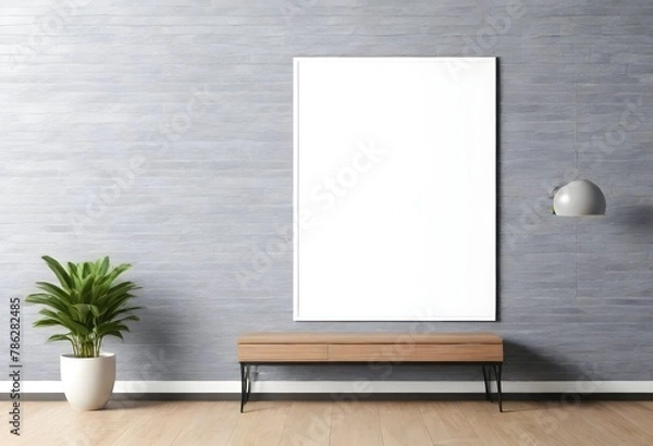 Fototapeta Frame mockup, ISO A paper size. Living room wall poster mockup. Interior mockup with house background. Modern interior design. 