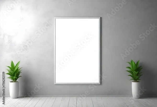 Fototapeta Frame mockup, ISO A paper size. Living room wall poster mockup. Interior mockup with house background. Modern interior design. 