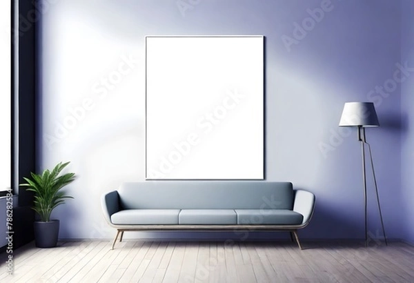Fototapeta Frame mockup, ISO A paper size. Living room wall poster mockup. Interior mockup with house background. Modern interior design. 