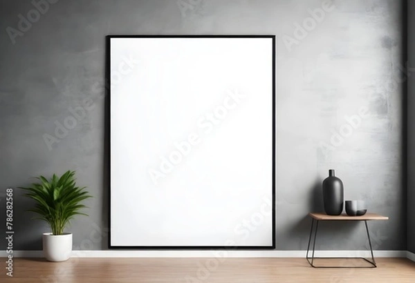 Fototapeta Frame mockup, ISO A paper size. Living room wall poster mockup. Interior mockup with house background. Modern interior design. 