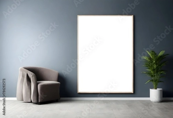 Fototapeta Frame mockup, ISO A paper size. Living room wall poster mockup. Interior mockup with house background. Modern interior design. 
