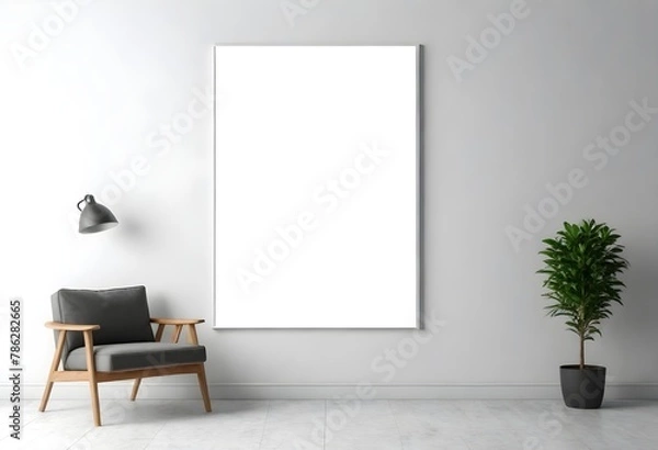 Fototapeta Frame mockup, ISO A paper size. Living room wall poster mockup. Interior mockup with house background. Modern interior design. 