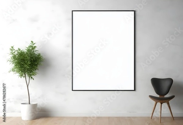Fototapeta Frame mockup, ISO A paper size. Living room wall poster mockup. Interior mockup with house background. Modern interior design. 