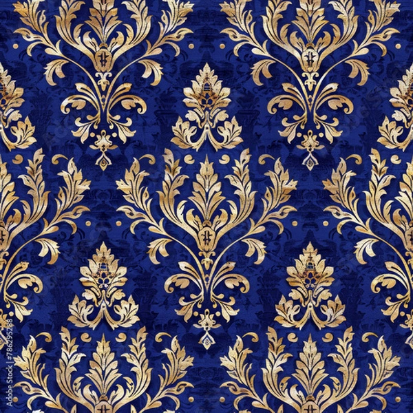 Fototapeta Brocade style colorful fabric pattern close image.