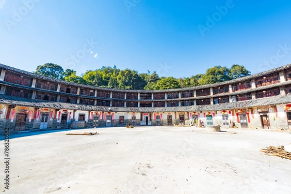 Fototapeta A collapsed earthen building in Raoping Village, Chaozhou, Guangdong, China