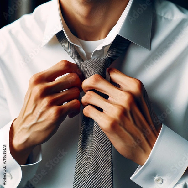 Fototapeta ネクタイを外そうとしている男性