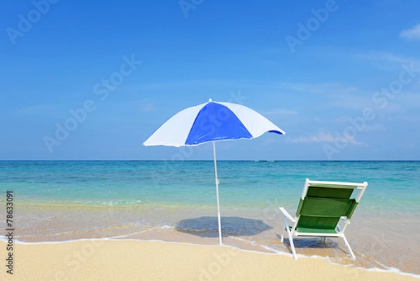 Fototapeta 美しい沖縄のビーチと夏空