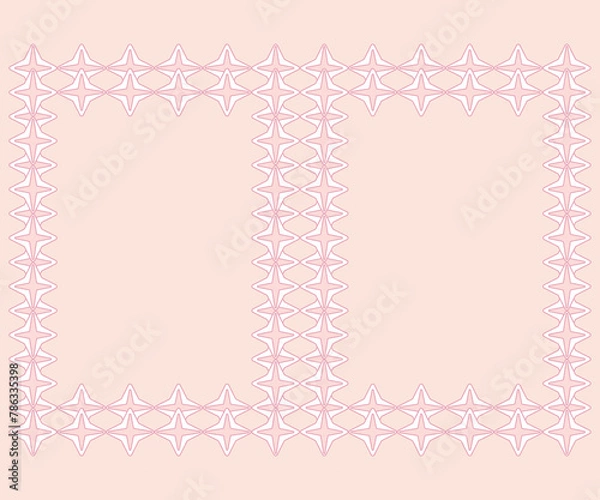 Fototapeta Border frame with geometric shaped pattern, abstract pink background, blank copy space, graphic design illustration wallpaper